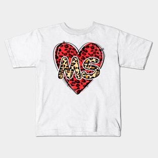 Love MISSISSIPPI Leopard Heart MS Kids T-Shirt